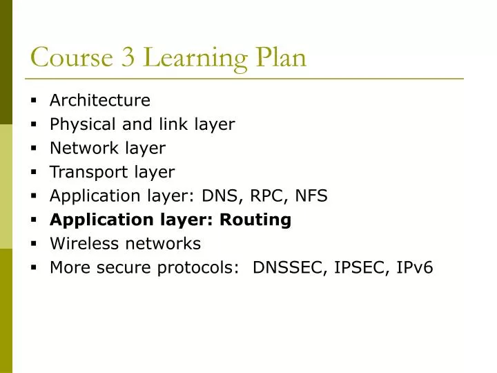 course 3 learning plan
