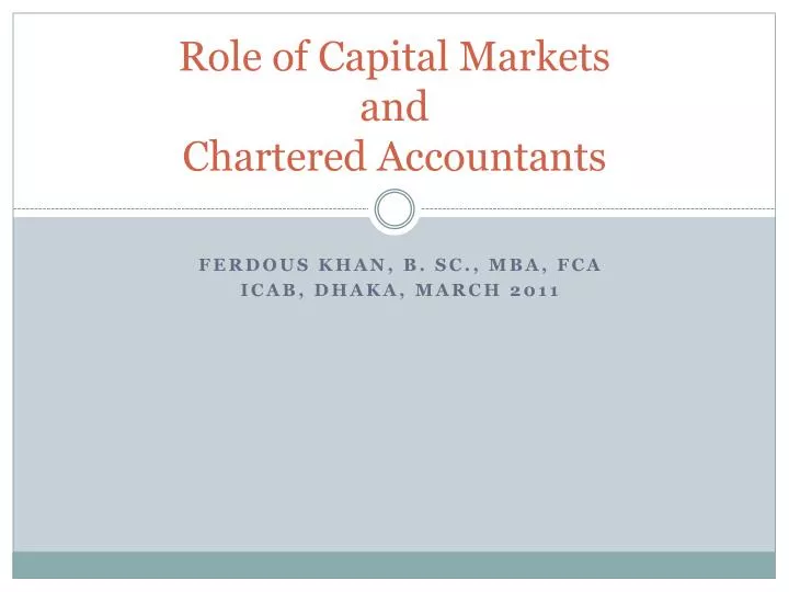 role of capital markets and chartered accountants