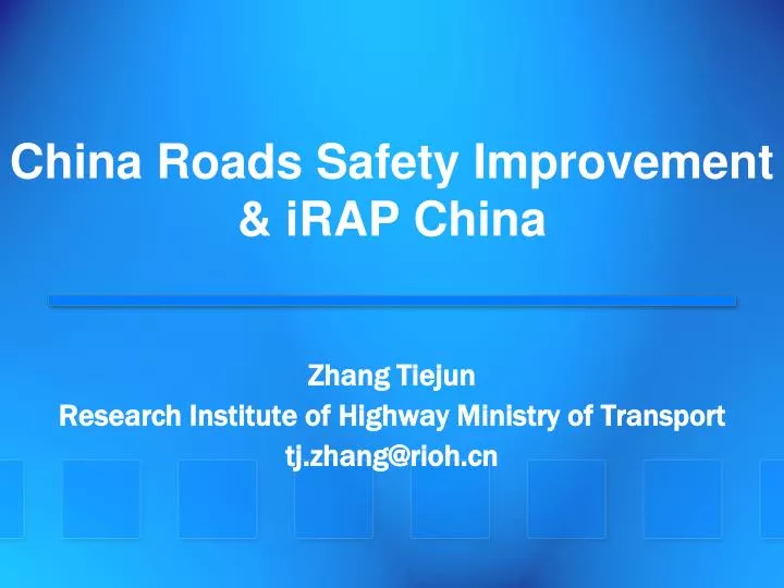 china roads safety improvement irap china