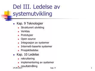 del iii ledelse av systemutvikling
