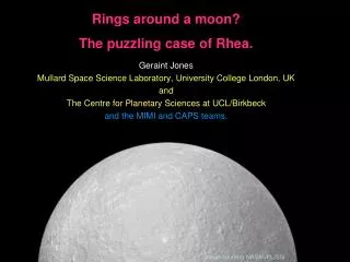 Rings around a moon? The puzzling case of Rhea.