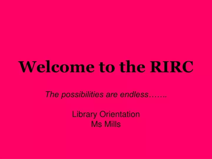 welcome to the rirc