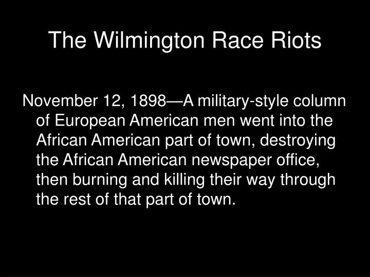 the wilmington race riots