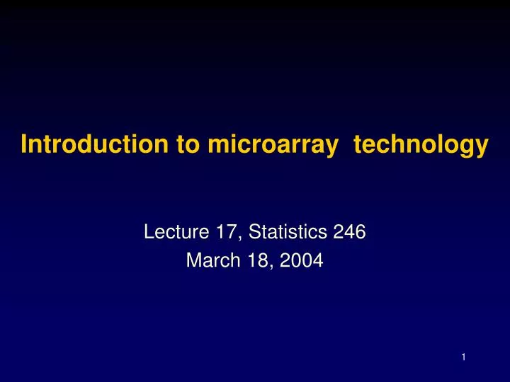 introduction to microarray technology