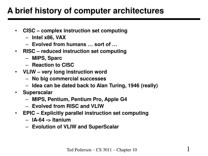 a brief history of computer architectures