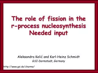 The role of fission in the r-process nucleosynthesis Needed input