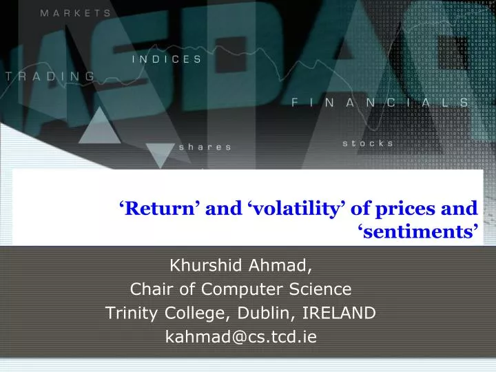 return and volatility of prices and sentiments