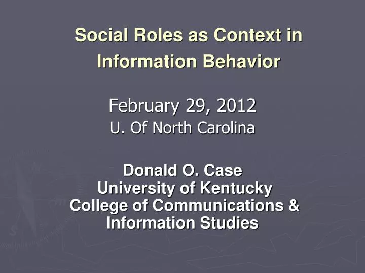 social roles as context in information behavior