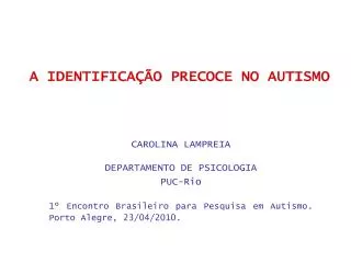 a identifica o precoce no autismo