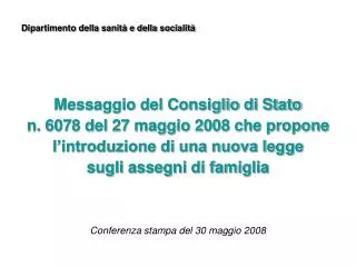 dipartimento della sanit e della socialit