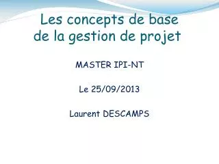 les concepts de base de la gestion de projet