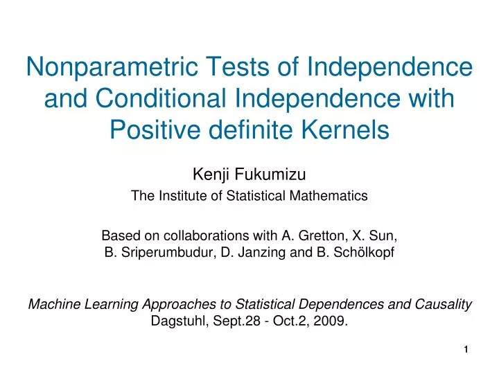 nonparametric tests of i ndependence and conditional independence with positive definite k ernels