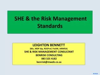 SHE &amp; the Risk Management Standards