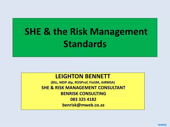 she the risk management standards