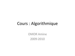 cours algorithmique