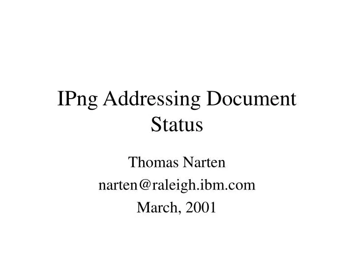 ipng addressing document status
