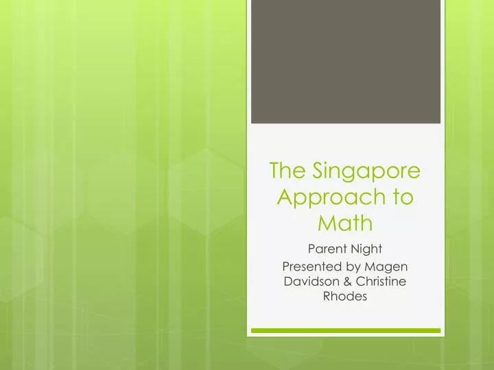 the singapore approach to math