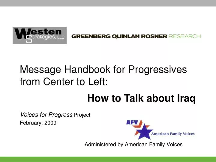 voices for progress project february 2009 administered by american family voices