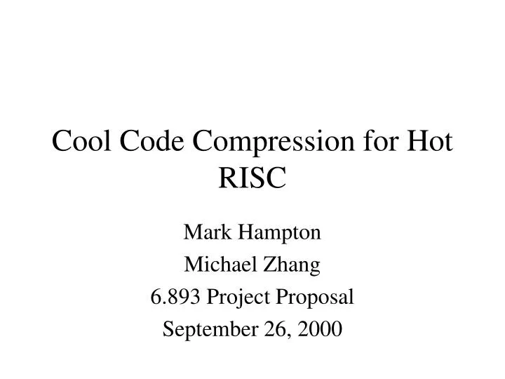 cool code compression for hot risc