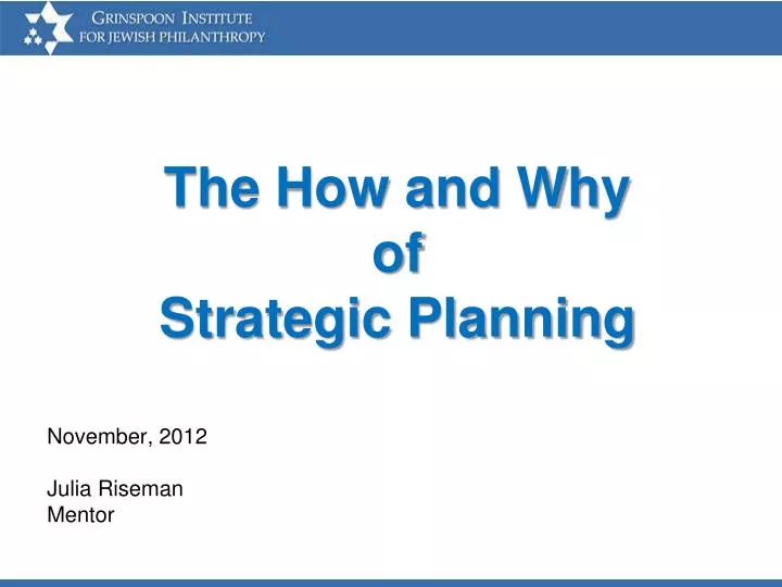 the how and why of strategic planning