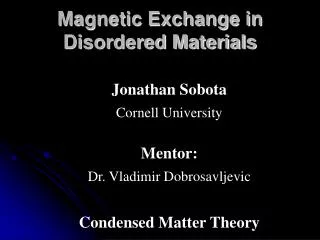 Magnetic Exchange in Disordered Materials