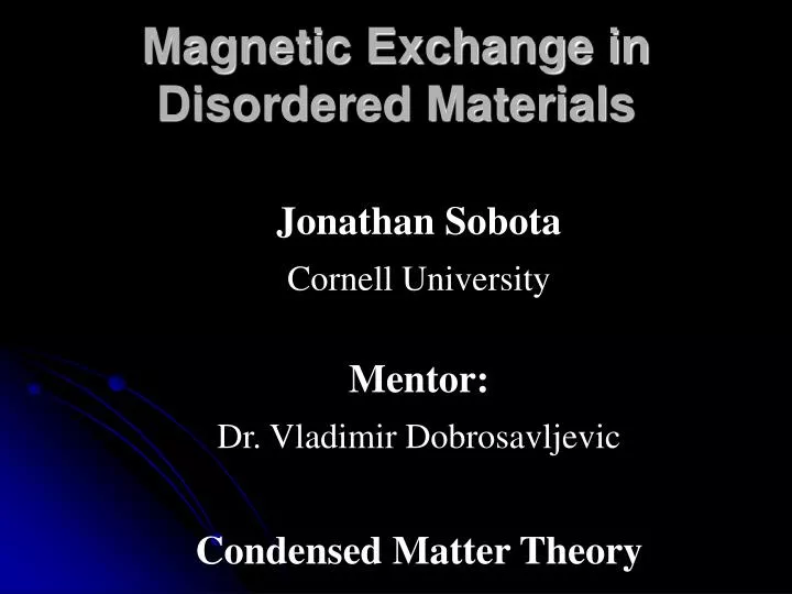 magnetic exchange in disordered materials