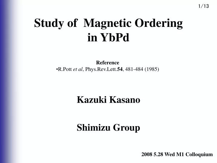 study of magnetic ordering in ybpd