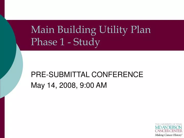 main building utility plan phase 1 study