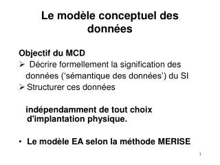 le mod le conceptuel des donn es