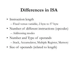 Differences in ISA