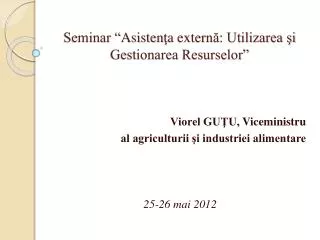 seminar asisten a extern utilizarea i gestionarea resurselor