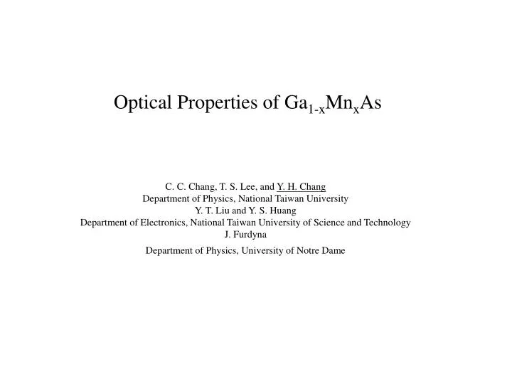 optical properties of ga 1 x mn x as
