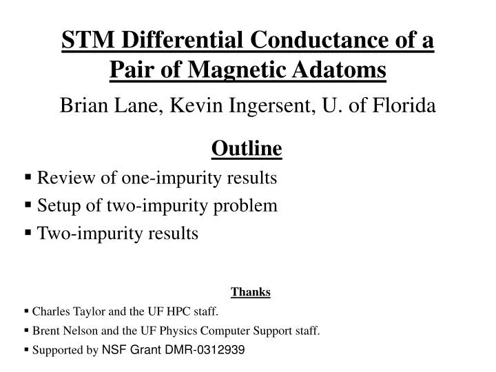 stm differential conductance of a pair of magnetic adatoms