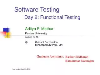 Software Testing Day 2: Functional Testing
