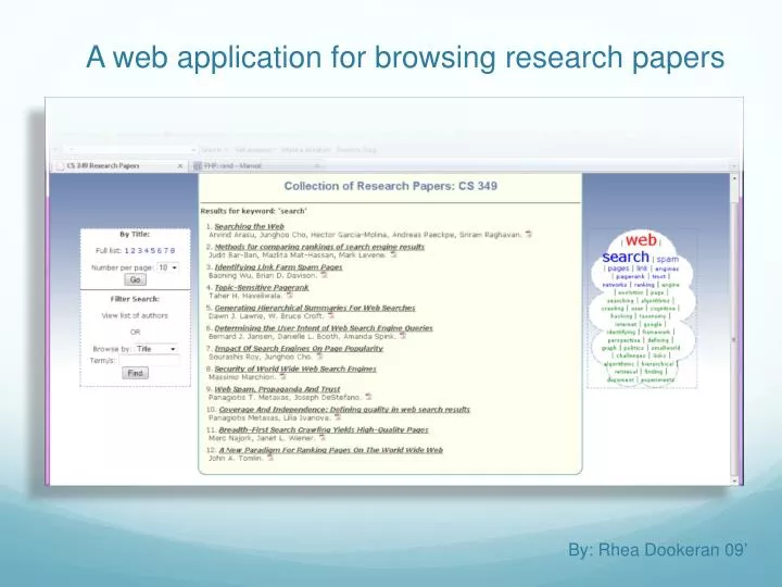 a web application for browsing research papers