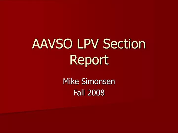 aavso lpv section report