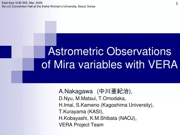 astrometric observations of mira variables with vera