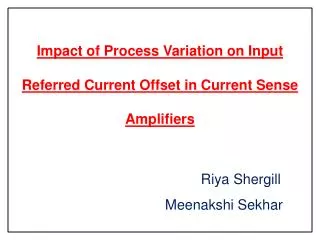 Impact of Process Variation on Input Referred Current Offset in Current Sense Amplifiers