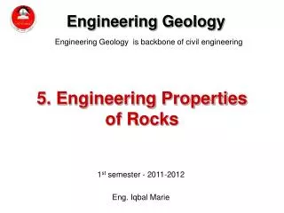 5. Engineering Properties of Rocks