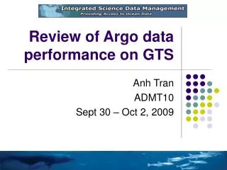 Review of Argo data performance on GTS