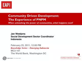 Community Driven Development: The Experience of PNPM