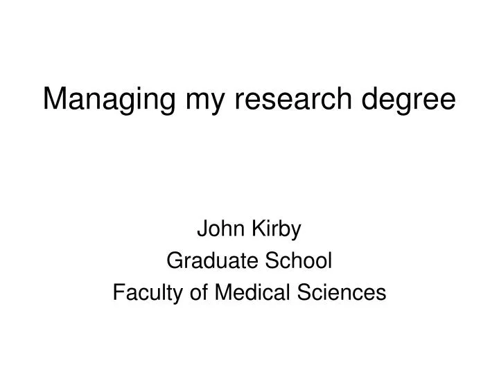 managing my research degree