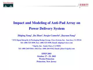 Impact and Modeling of Anti-Pad Array on Power Delivery System