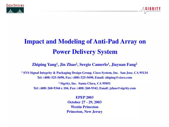 impact and modeling of anti pad array on power delivery system
