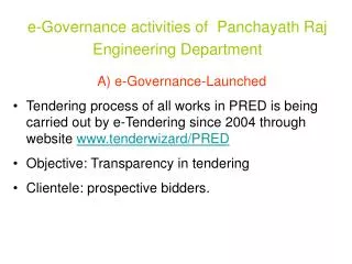 e-Governance activities of Panchayath Raj Engineering Department