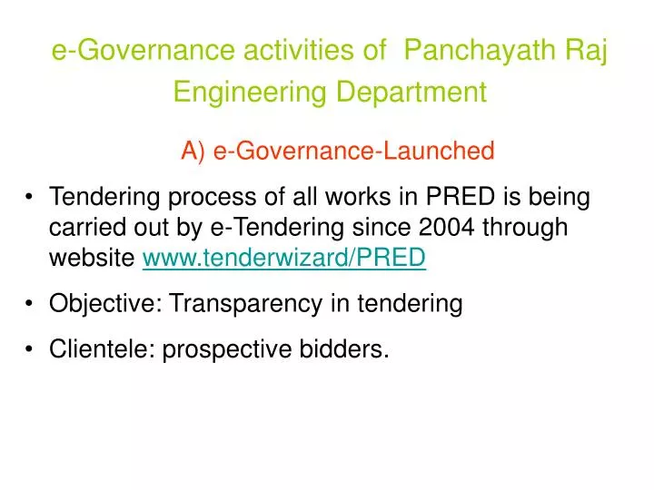 e governance activities of panchayath raj engineering department