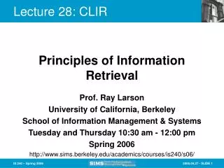 Lecture 28: CLIR