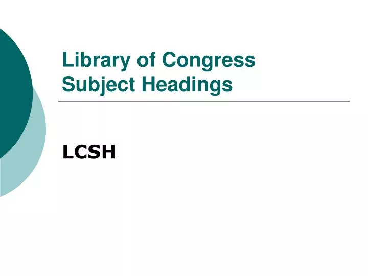 library of congress subject headings