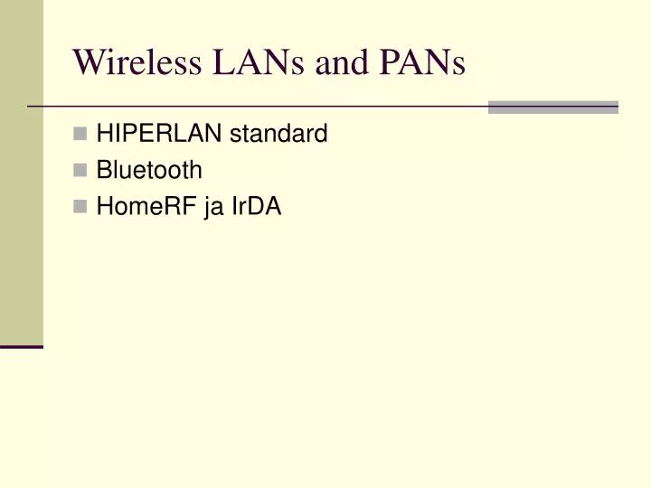 wireless lans and pans