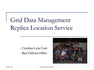 Grid Data Management Replica Location Service